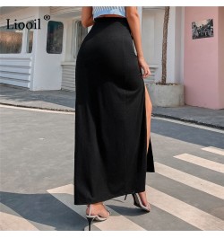 Sexy High Slit Skirt Ladies Black Zipper High-waisted Maxi Skirt for Women 2023 Summer Streetwear Elegant Long Skirts $36.21 ...