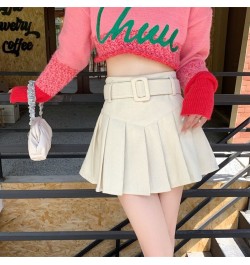 4 Colors Corduroy Mini Skirts Women with Sashes Sexy Cute Solid Harajuku Autumn High Waist Faldas Pleated Preppy Korean Style...