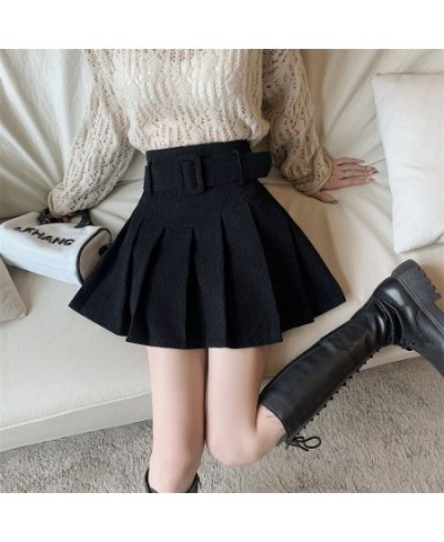 4 Colors Corduroy Mini Skirts Women with Sashes Sexy Cute Solid Harajuku Autumn High Waist Faldas Pleated Preppy Korean Style...