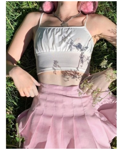 Fairycore Pleated Mini Skirt Pink High Waist A Line Short Kawaii Aesthetic Outfit Japanese Style Skirts Y2K Party Women $31.9...