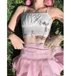 Fairycore Pleated Mini Skirt Pink High Waist A Line Short Kawaii Aesthetic Outfit Japanese Style Skirts Y2K Party Women $31.9...