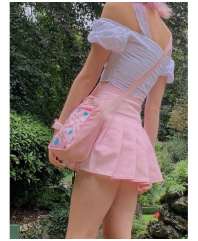 Fairycore Pleated Mini Skirt Pink High Waist A Line Short Kawaii Aesthetic Outfit Japanese Style Skirts Y2K Party Women $31.9...