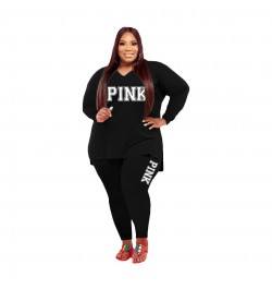 XL-5XL Fall 2023 Plus size Women Clothing Two Piece Set Fashion Long Sleeve V Neck top And Pants Print 2 Piece Suit Outfit $4...