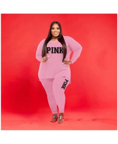 XL-5XL Fall 2023 Plus size Women Clothing Two Piece Set Fashion Long Sleeve V Neck top And Pants Print 2 Piece Suit Outfit $4...