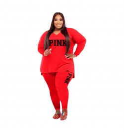 XL-5XL Fall 2023 Plus size Women Clothing Two Piece Set Fashion Long Sleeve V Neck top And Pants Print 2 Piece Suit Outfit $4...