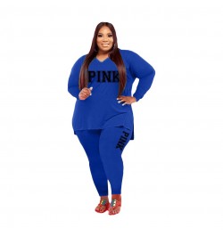 XL-5XL Fall 2023 Plus size Women Clothing Two Piece Set Fashion Long Sleeve V Neck top And Pants Print 2 Piece Suit Outfit $4...