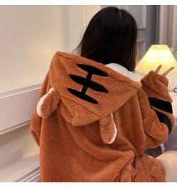 Women Robes Winter Warm Coral Fleece Tiger Warm Nightgown Animal Cosplay Hooded Sleepwear Cute Cartoon Pyjama Homewear Bathro...