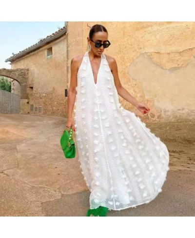 Sleeveless Halter Dress Women V Neck Backless Beach Long Robe 2022 Lace Up Floral Holiday Sundress Female Streamer Party $53....