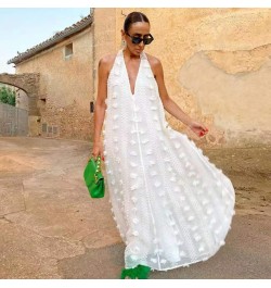 Sleeveless Halter Dress Women V Neck Backless Beach Long Robe 2022 Lace Up Floral Holiday Sundress Female Streamer Party $53....