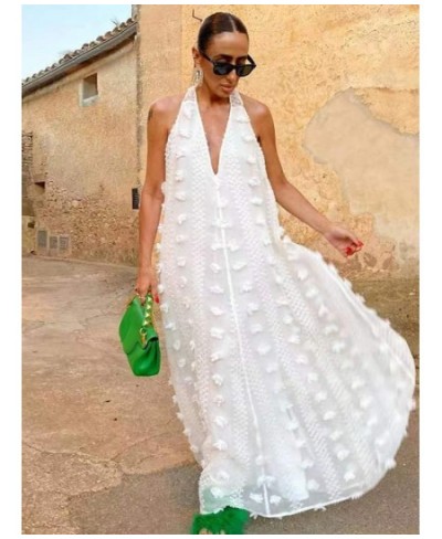 Sleeveless Halter Dress Women V Neck Backless Beach Long Robe 2022 Lace Up Floral Holiday Sundress Female Streamer Party $53....