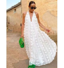 Sleeveless Halter Dress Women V Neck Backless Beach Long Robe 2022 Lace Up Floral Holiday Sundress Female Streamer Party $53....