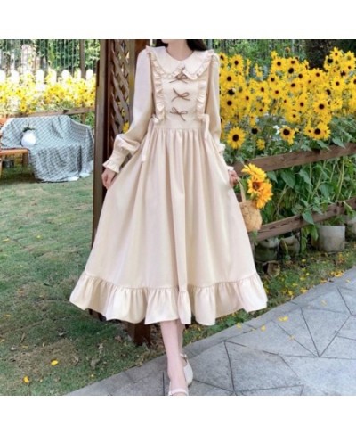 Vintage Preppy Style Dress Women Elegant Korean Fashion Ruffles Patchwork Bow 2023 Spring Long Sleeve Dresses Loose $39.79 - ...
