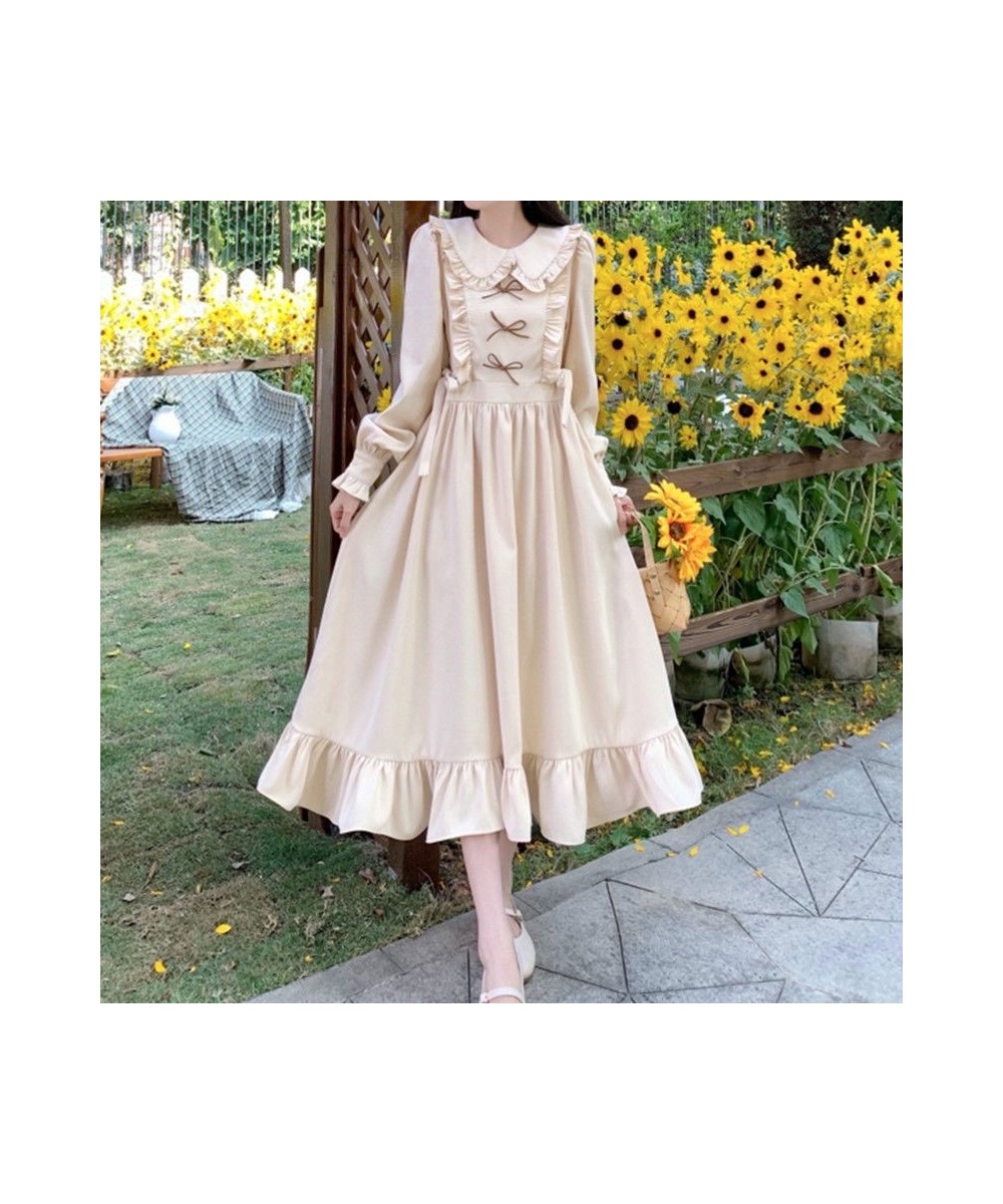 Vintage Preppy Style Dress Women Elegant Korean Fashion Ruffles Patchwork Bow 2023 Spring Long Sleeve Dresses Loose $39.79 - ...