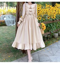 Vintage Preppy Style Dress Women Elegant Korean Fashion Ruffles Patchwork Bow 2023 Spring Long Sleeve Dresses Loose $39.79 - ...