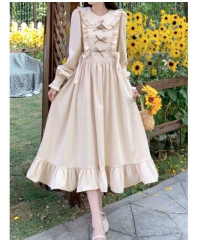 Vintage Preppy Style Dress Women Elegant Korean Fashion Ruffles Patchwork Bow 2023 Spring Long Sleeve Dresses Loose $39.79 - ...