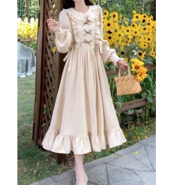 Vintage Preppy Style Dress Women Elegant Korean Fashion Ruffles Patchwork Bow 2023 Spring Long Sleeve Dresses Loose $39.79 - ...