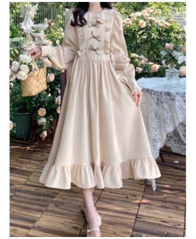 Vintage Preppy Style Dress Women Elegant Korean Fashion Ruffles Patchwork Bow 2023 Spring Long Sleeve Dresses Loose $39.79 - ...