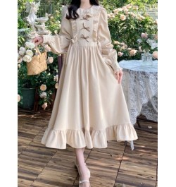 Vintage Preppy Style Dress Women Elegant Korean Fashion Ruffles Patchwork Bow 2023 Spring Long Sleeve Dresses Loose $39.79 - ...