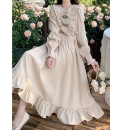 Vintage Preppy Style Dress Women Elegant Korean Fashion Ruffles Patchwork Bow 2023 Spring Long Sleeve Dresses Loose $39.79 - ...