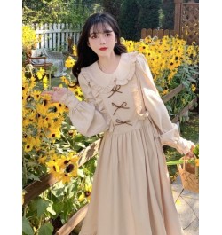 Vintage Preppy Style Dress Women Elegant Korean Fashion Ruffles Patchwork Bow 2023 Spring Long Sleeve Dresses Loose $39.79 - ...