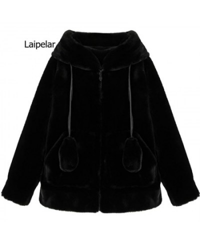 Spring fluffy jacket with rabbit ears raglan sleeve zipper Oversize light soft harajuku kawaii faux fur hoodie 2023 $83.11 - ...