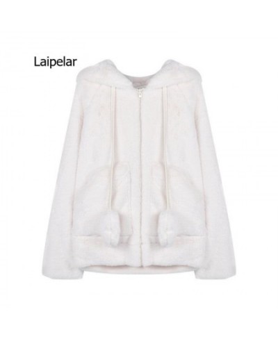 Spring fluffy jacket with rabbit ears raglan sleeve zipper Oversize light soft harajuku kawaii faux fur hoodie 2023 $83.11 - ...