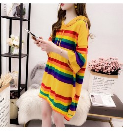 Woman Tshirts Hooded Rainbow Striped T-shirt Women's Summer Loose Large Size Short-Sleeved Shirt Top Tops Mujer Camisetas $28...