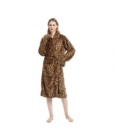 Women Leopard Bathrobes Fuzzy Long Nightgown Adjustable Waist Belt Luxury Cheetah Print Petite Robes $37.82 - Sleepwears