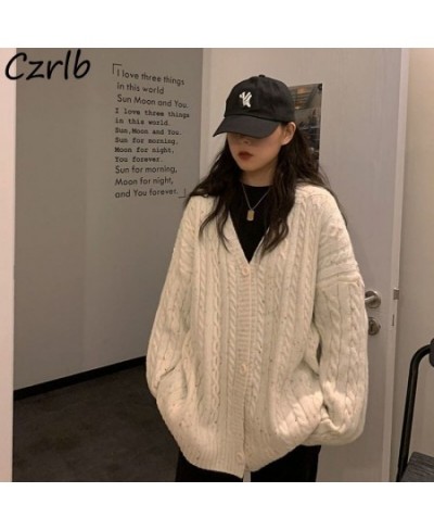 Chic Cardigans Women Vintage Dot Fashion Autumn Long Sleeve Baggy V-neck Sweater Feminino Designer Popular Y2K Leisure $40.93...