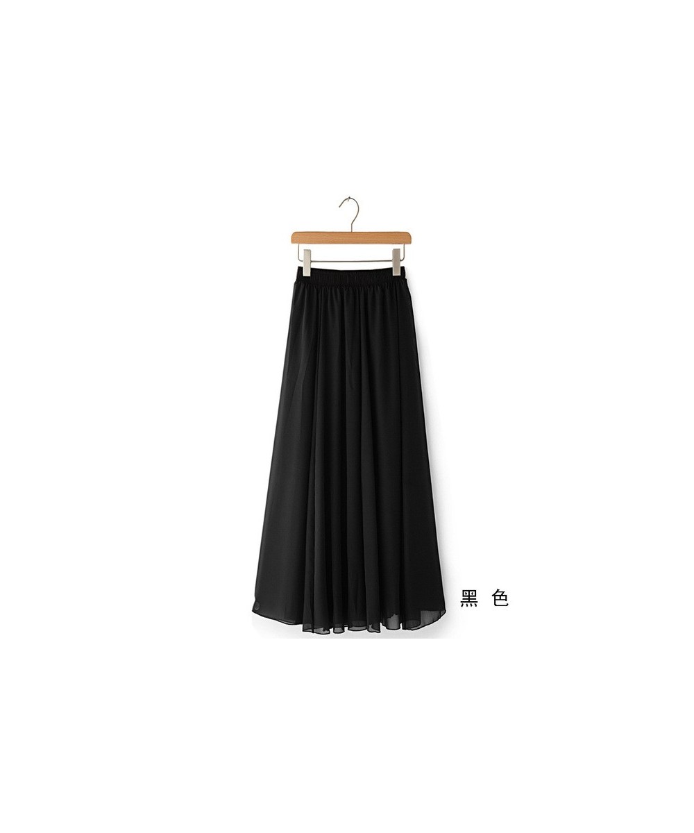 2022 Summer Women Chiffon Long Skirt A-Line Skirts Women Elastic High Waist Maxi Skirts Elegant Solid Skirts Femme Streetwear...