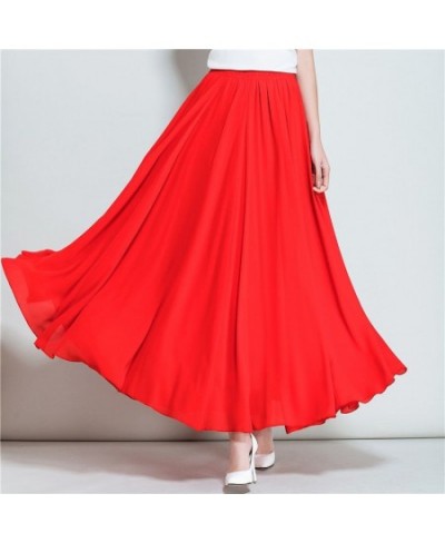 2022 Summer Women Chiffon Long Skirt A-Line Skirts Women Elastic High Waist Maxi Skirts Elegant Solid Skirts Femme Streetwear...