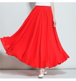 2022 Summer Women Chiffon Long Skirt A-Line Skirts Women Elastic High Waist Maxi Skirts Elegant Solid Skirts Femme Streetwear...