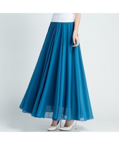 2022 Summer Women Chiffon Long Skirt A-Line Skirts Women Elastic High Waist Maxi Skirts Elegant Solid Skirts Femme Streetwear...