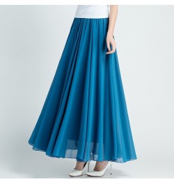 2022 Summer Women Chiffon Long Skirt A-Line Skirts Women Elastic High Waist Maxi Skirts Elegant Solid Skirts Femme Streetwear...