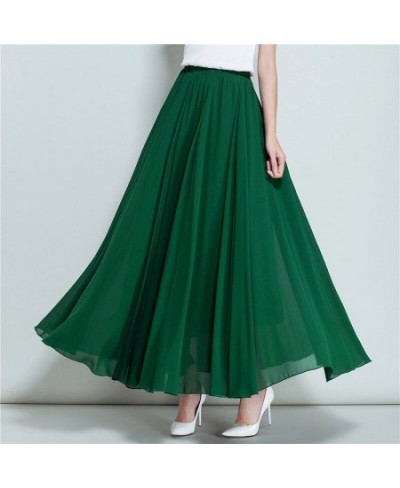 2022 Summer Women Chiffon Long Skirt A-Line Skirts Women Elastic High Waist Maxi Skirts Elegant Solid Skirts Femme Streetwear...