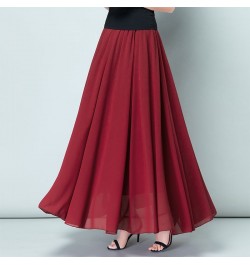 2022 Summer Women Chiffon Long Skirt A-Line Skirts Women Elastic High Waist Maxi Skirts Elegant Solid Skirts Femme Streetwear...