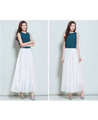 2022 Summer Women Chiffon Long Skirt A-Line Skirts Women Elastic High Waist Maxi Skirts Elegant Solid Skirts Femme Streetwear...