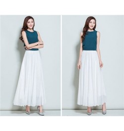 2022 Summer Women Chiffon Long Skirt A-Line Skirts Women Elastic High Waist Maxi Skirts Elegant Solid Skirts Femme Streetwear...