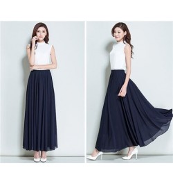 2022 Summer Women Chiffon Long Skirt A-Line Skirts Women Elastic High Waist Maxi Skirts Elegant Solid Skirts Femme Streetwear...