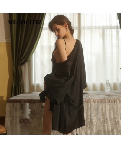 New Lace Silk Kimono Bathrobe Women Sexy Pajamas Bride Bridesmaid Wedding Robe Set Sleepwear Home Clothes Nightwear $51.13 - ...