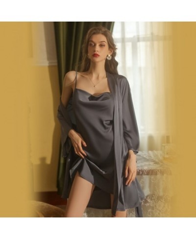 New Lace Silk Kimono Bathrobe Women Sexy Pajamas Bride Bridesmaid Wedding Robe Set Sleepwear Home Clothes Nightwear $51.13 - ...