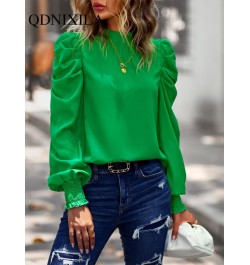 Outerwear Summer Blouses Woman 2023 Puff Sleeve Temperament Commuting Casual Shirts & Blouses Clothing Female Top Women $38.0...