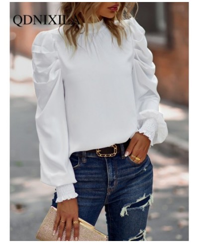 Outerwear Summer Blouses Woman 2023 Puff Sleeve Temperament Commuting Casual Shirts & Blouses Clothing Female Top Women $38.0...