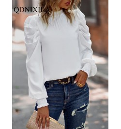 Outerwear Summer Blouses Woman 2023 Puff Sleeve Temperament Commuting Casual Shirts & Blouses Clothing Female Top Women $38.0...