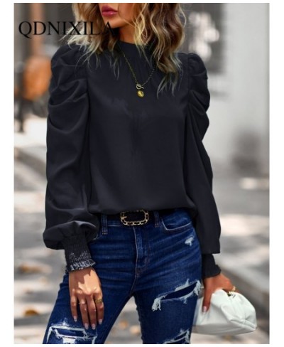 Outerwear Summer Blouses Woman 2023 Puff Sleeve Temperament Commuting Casual Shirts & Blouses Clothing Female Top Women $38.0...