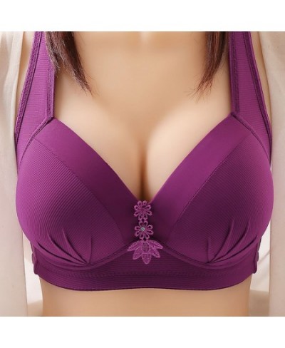 Ring Comfortable Four-breasted Size Large Up Bra Underwear No Women's Cup Sexy Bra Steel Thin Push Mould Ladies Adjustable $2...