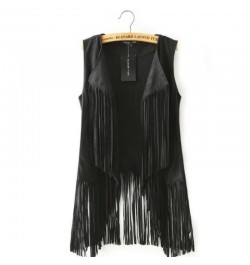 Chic Fringed Suede Vest Sleeveless Cardigan Tassels coat Velvet Turn Down Collar long Open Stitch Tank Tops Casual Streetwear...