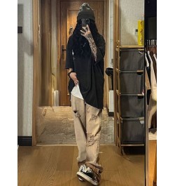 Vintage Women Men Ripped Jeans Washed Pockets Wide Leg Pants Harajuku Casual High Waist Baggy Denim Trouser Y2k Streetwear $4...