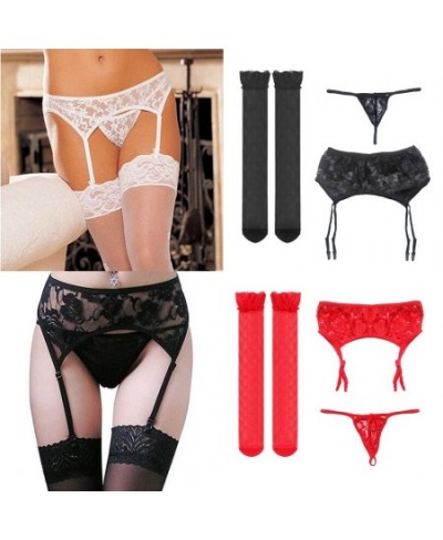 3PCS Sexy Women Lingerie Lace Garter Belt Set Hot Exotic Lace See Through Garter Girl Lady Female G-string Erotic Mesh $21.56...