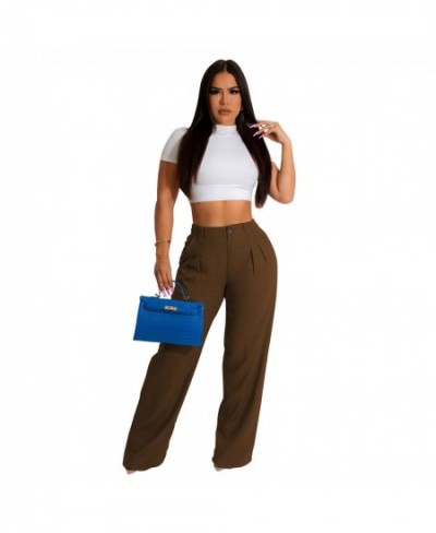 Blue Office Women's Pants Fashion Loose Full Length Ladies Trousers Casual Cotton Hemp Hight Waist Wide Leg Straight Trousers...